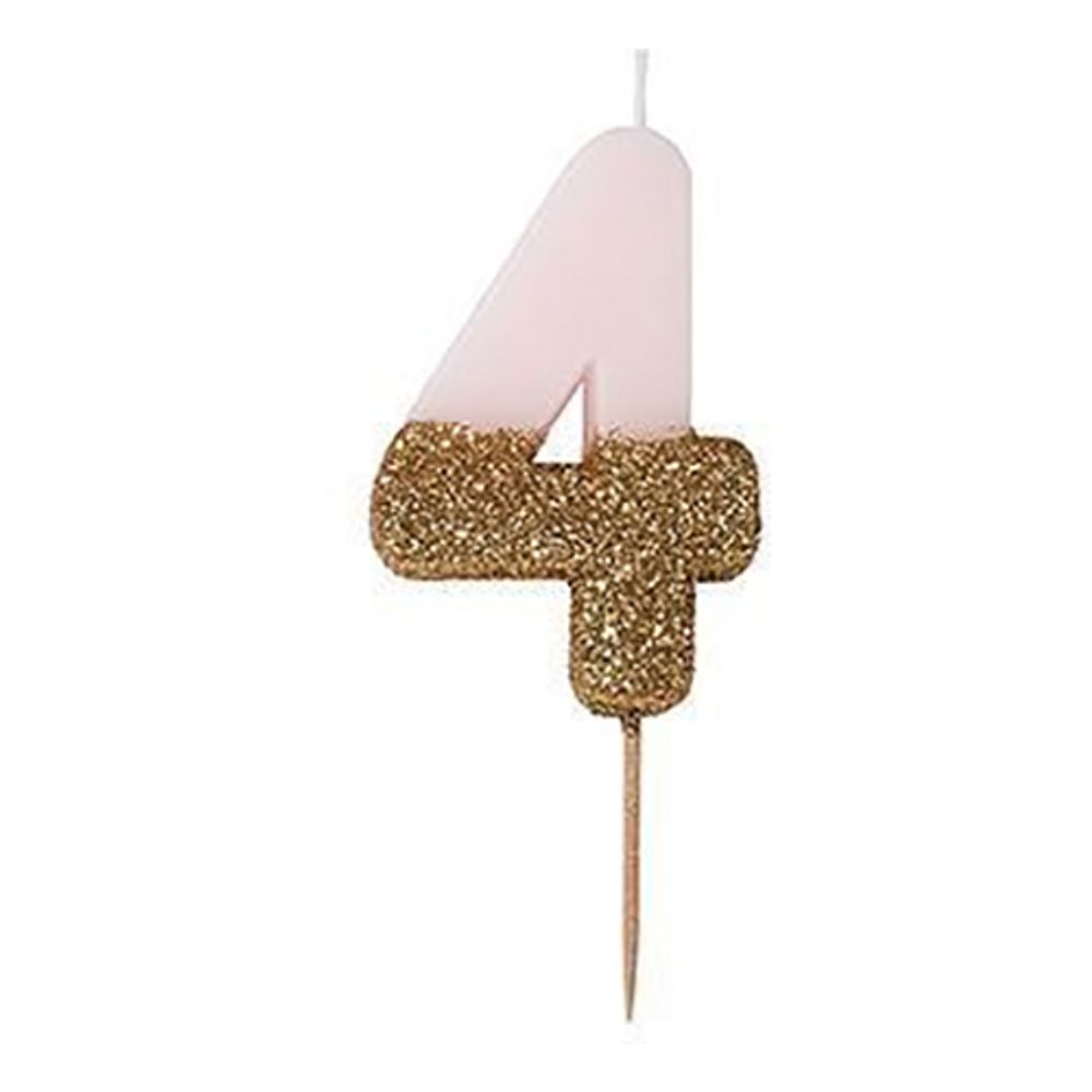 Kakelys Tall Lys Rosa/Gullglitter