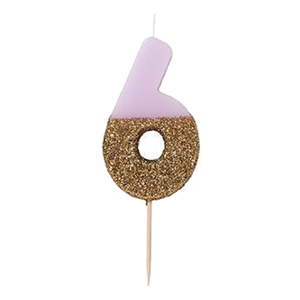 Kakelys Tall Lys Rosa/Gullglitter