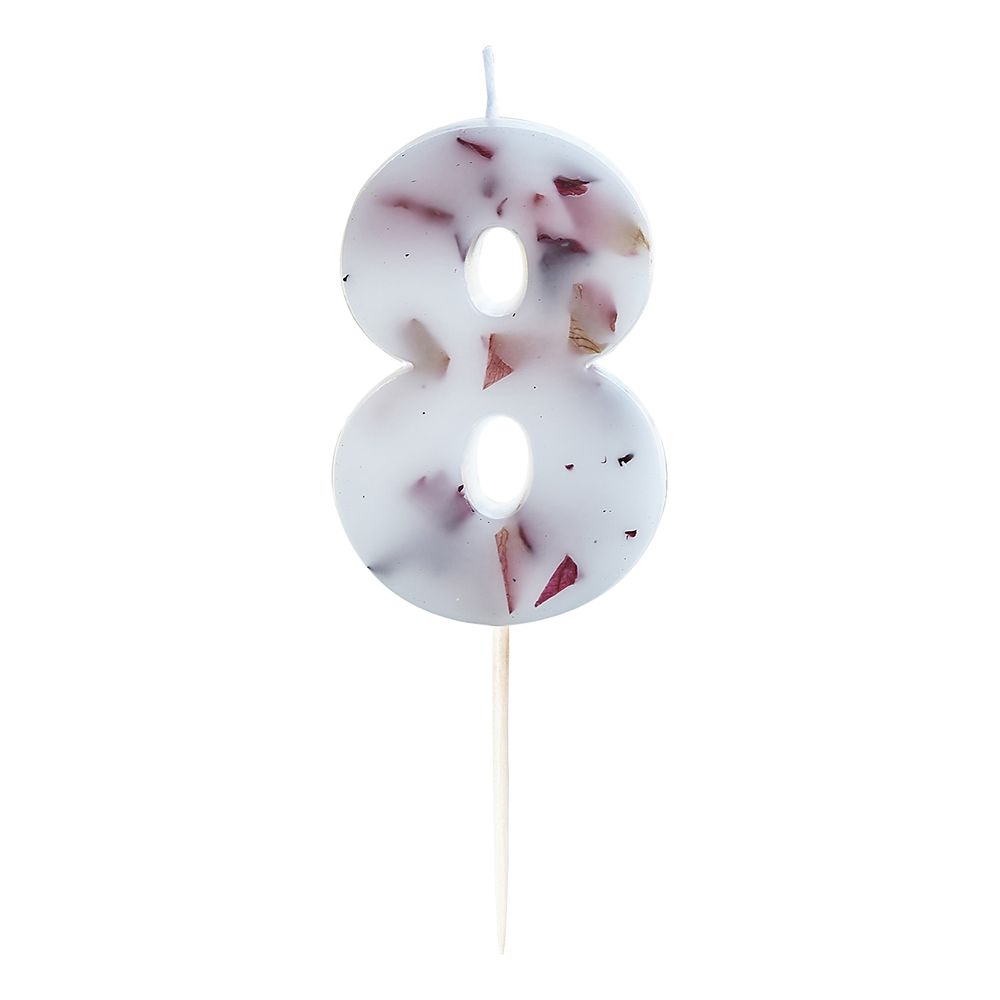 Tårtljus Siffra med Blomblad