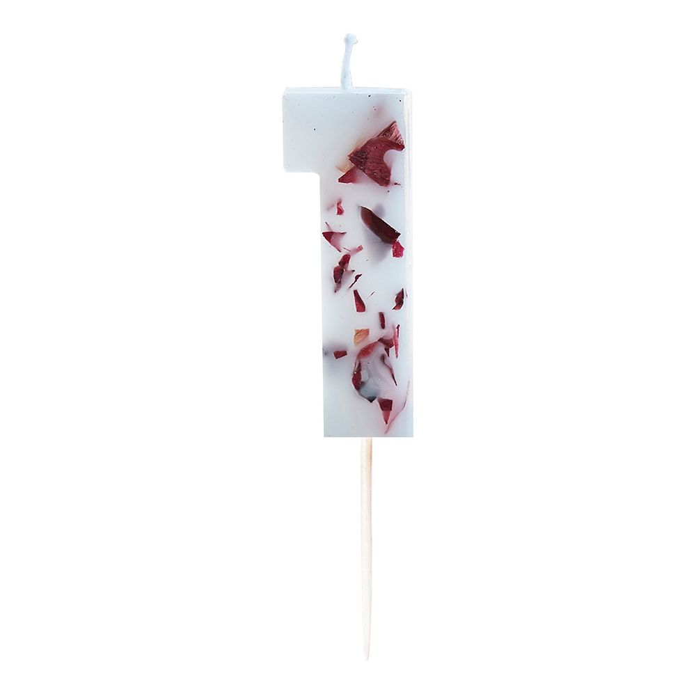 Tårtljus Siffra med Blomblad