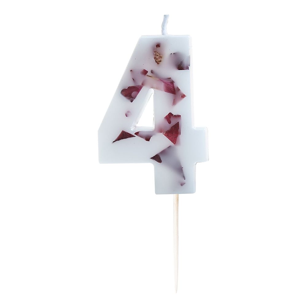 Tårtljus Siffra med Blomblad