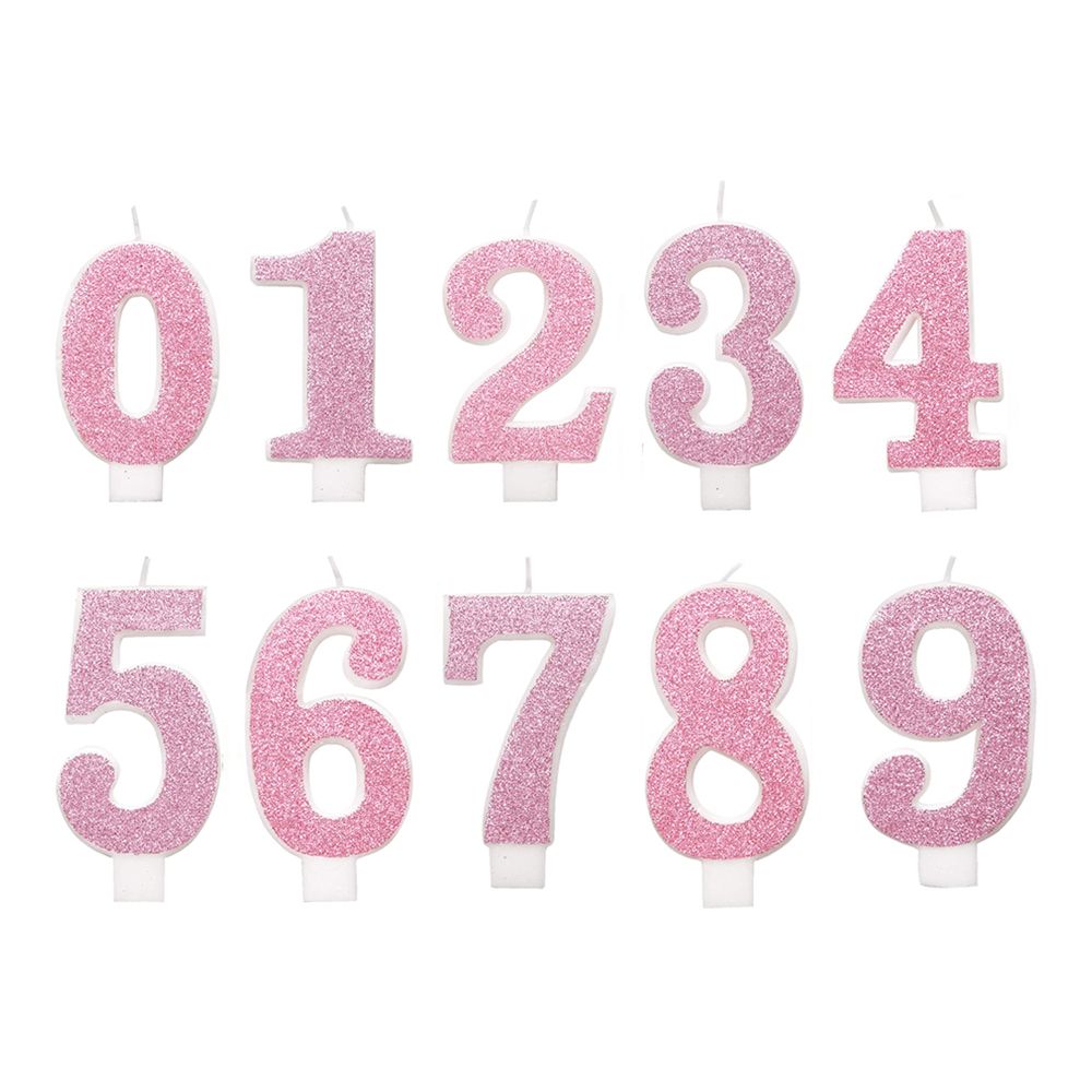 Tårtljus Siffra Rosa Glitter