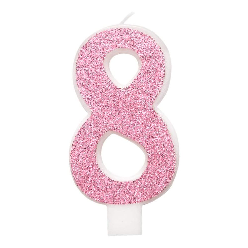 Tårtljus Siffra Rosa Glitter