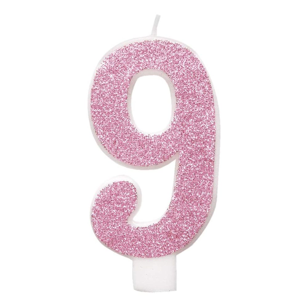 Tårtljus Siffra Rosa Glitter