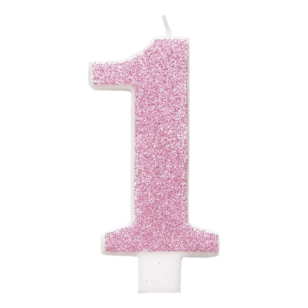 Tårtljus Siffra Rosa Glitter