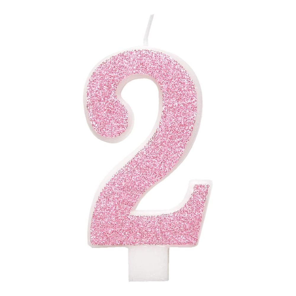 Tårtljus Siffra Rosa Glitter
