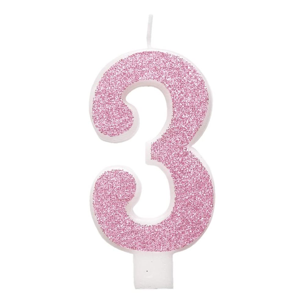 Tårtljus Siffra Rosa Glitter
