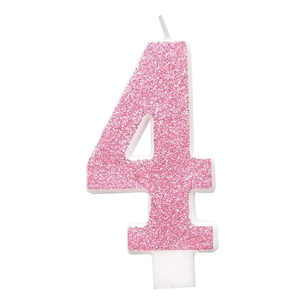 Tårtljus Siffra Rosa Glitter