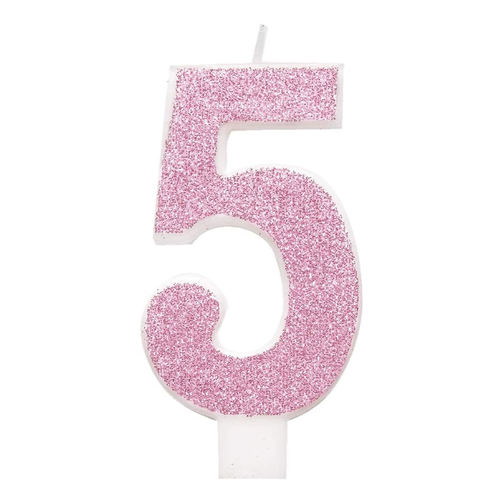 Tårtljus Siffra Rosa Glitter