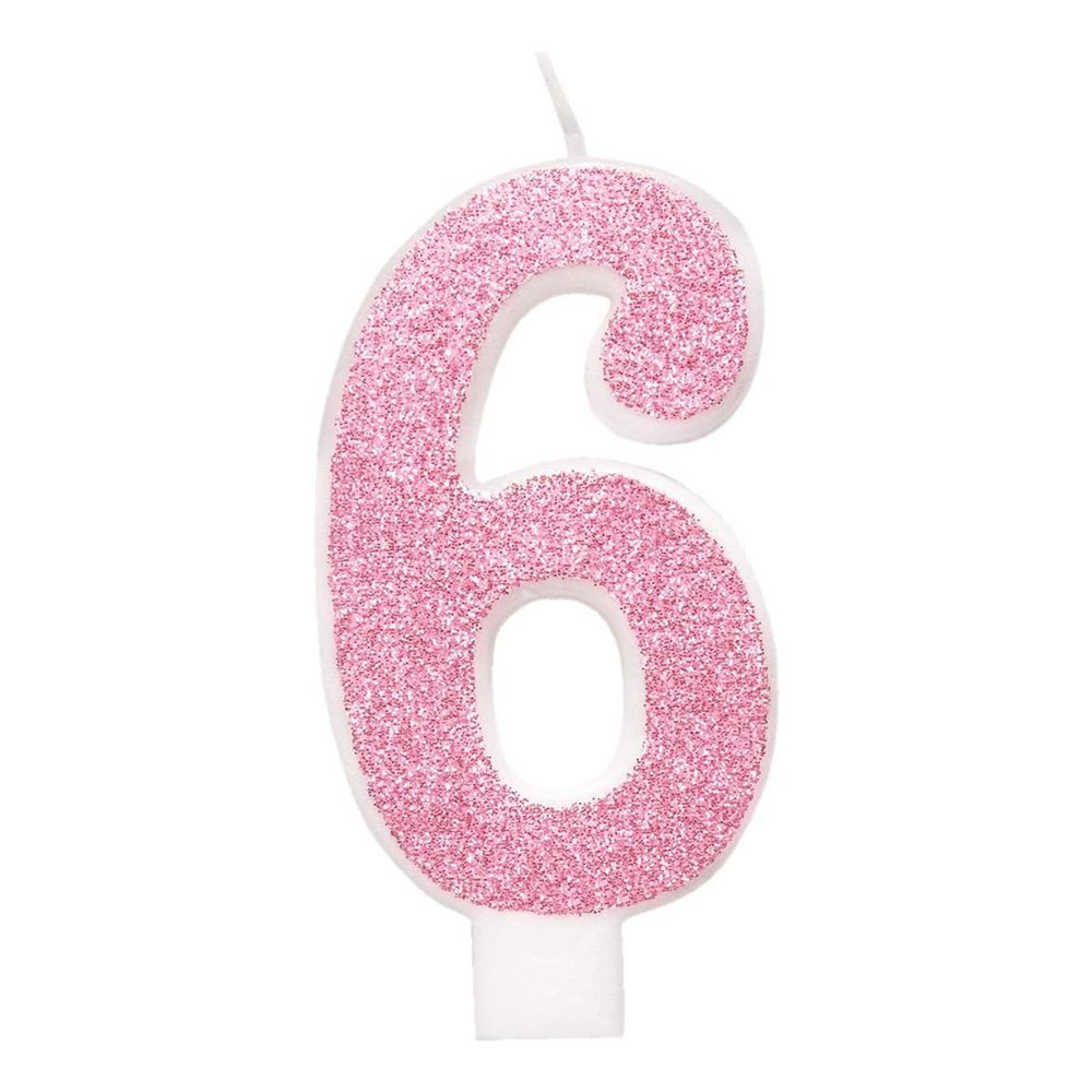 Tårtljus Siffra Rosa Glitter