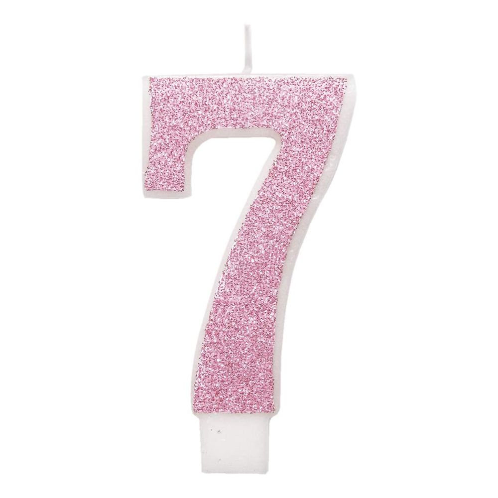 Tårtljus Siffra Rosa Glitter