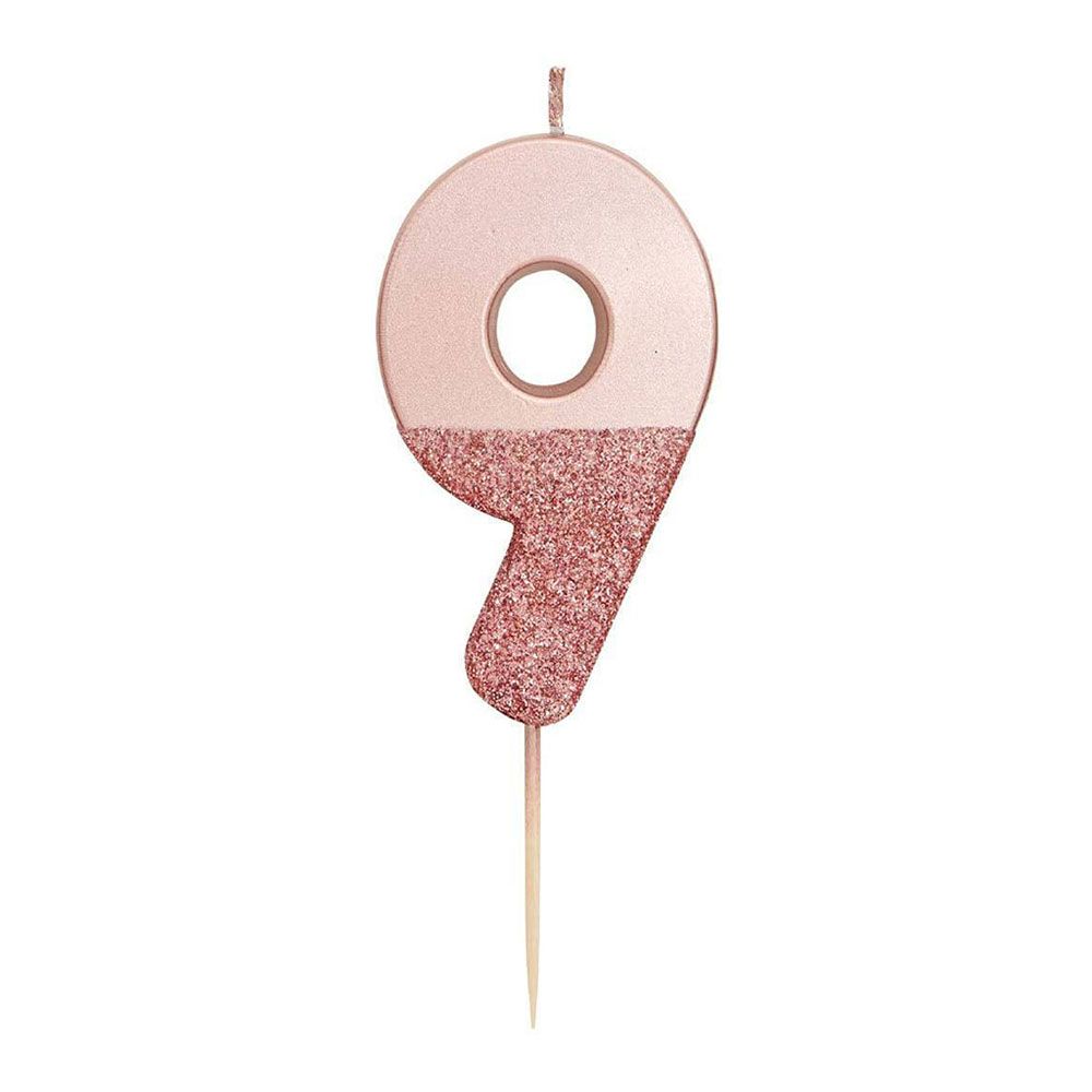 Vaaleanpunainen kakkukynttilä Numero Rosékulta/Glitter