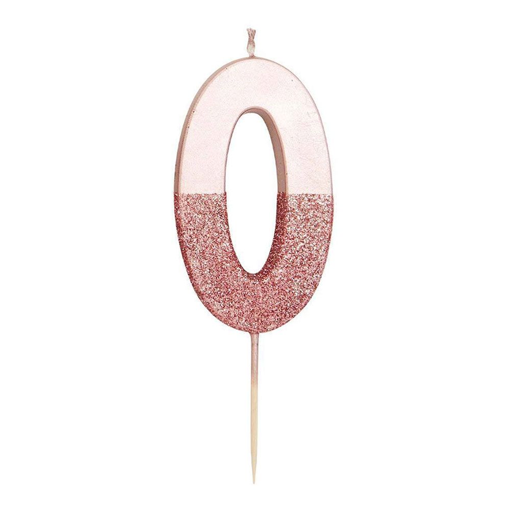 Vaaleanpunainen kakkukynttilä Numero Rosékulta/Glitter