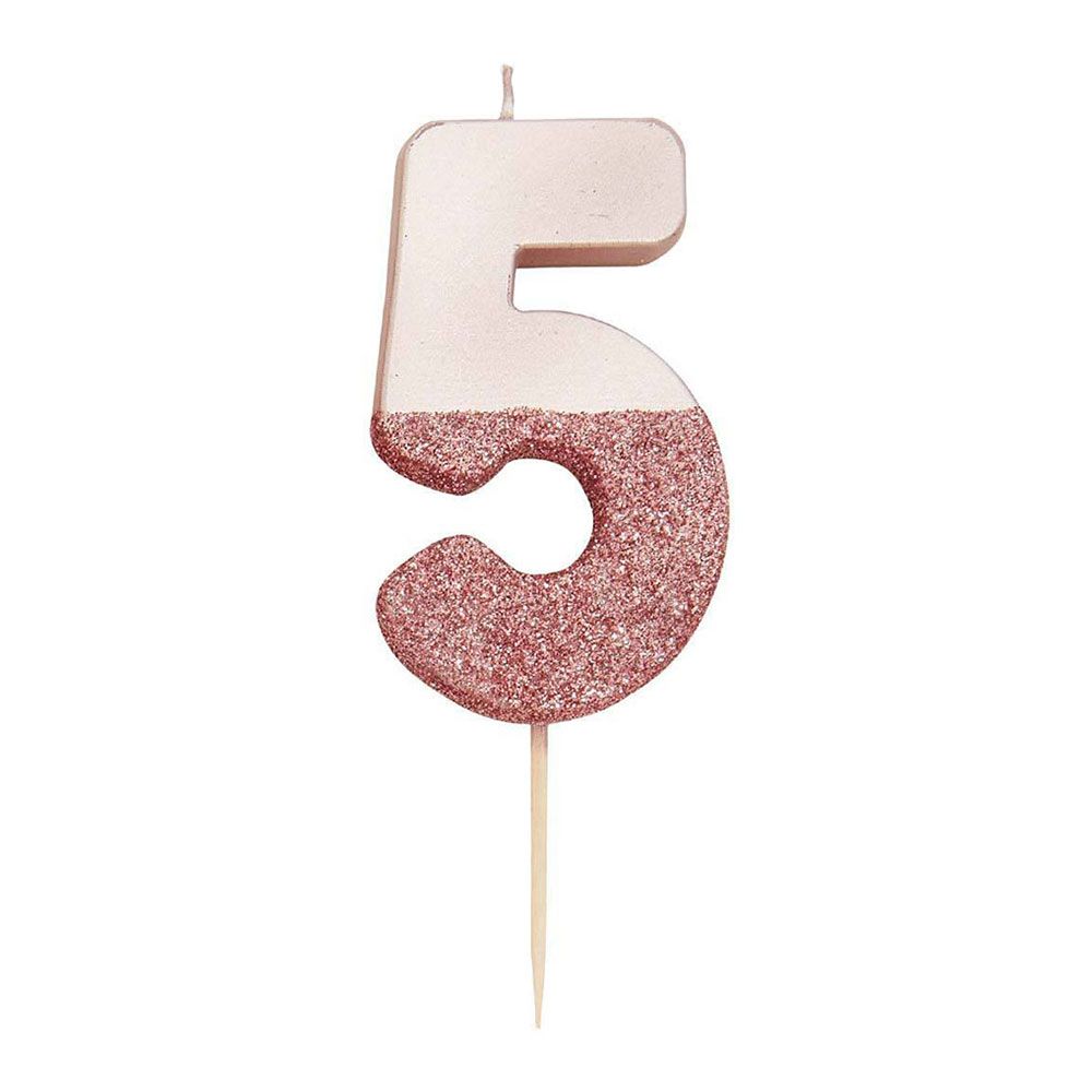 Vaaleanpunainen kakkukynttilä Numero Rosékulta/Glitter