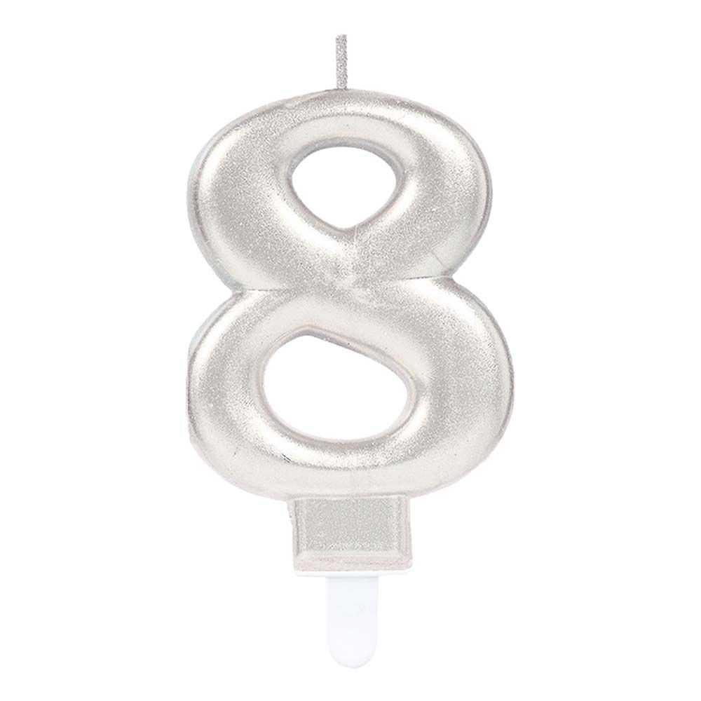 Tårtljus Siffra Silver Metallic