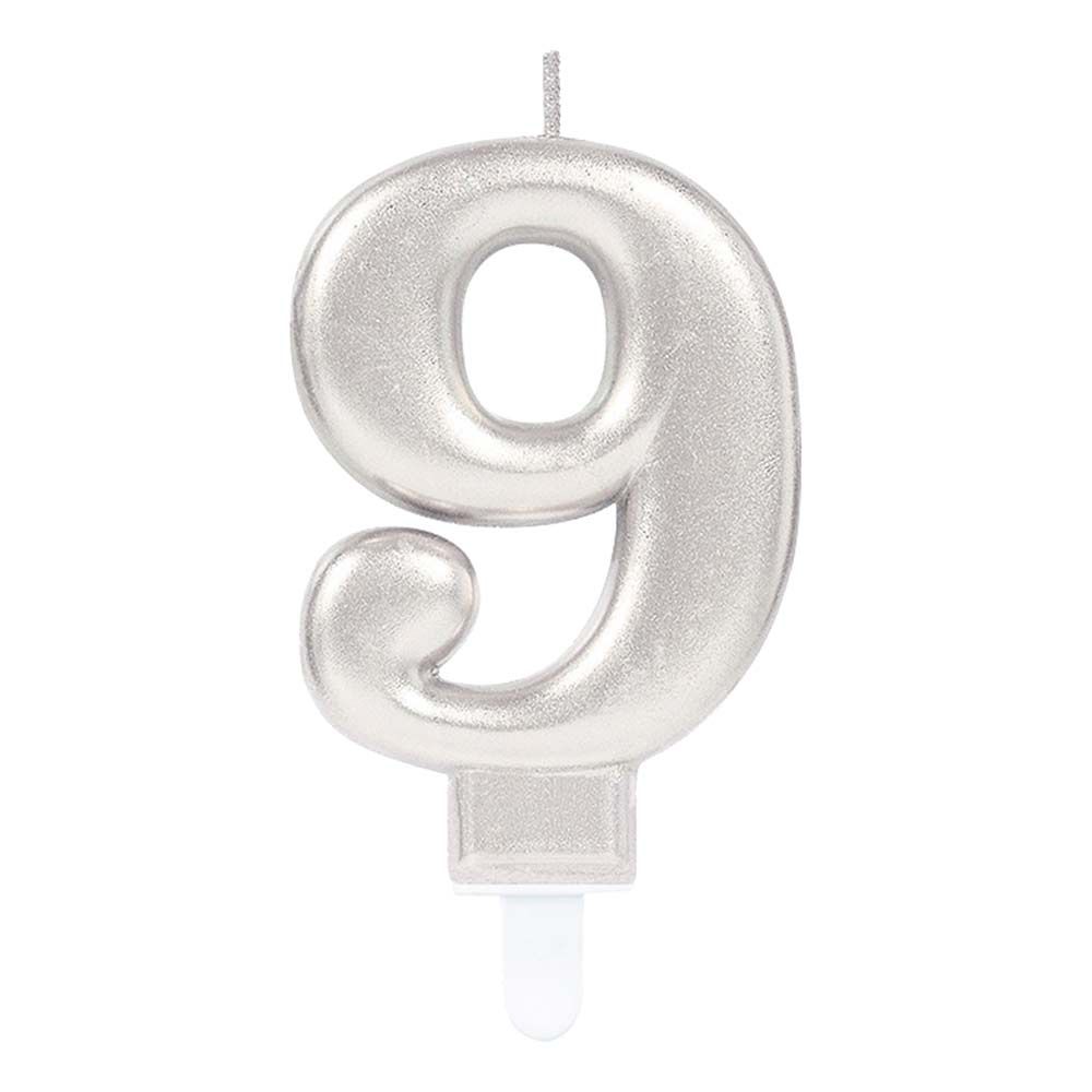 Tårtljus Siffra Silver Metallic