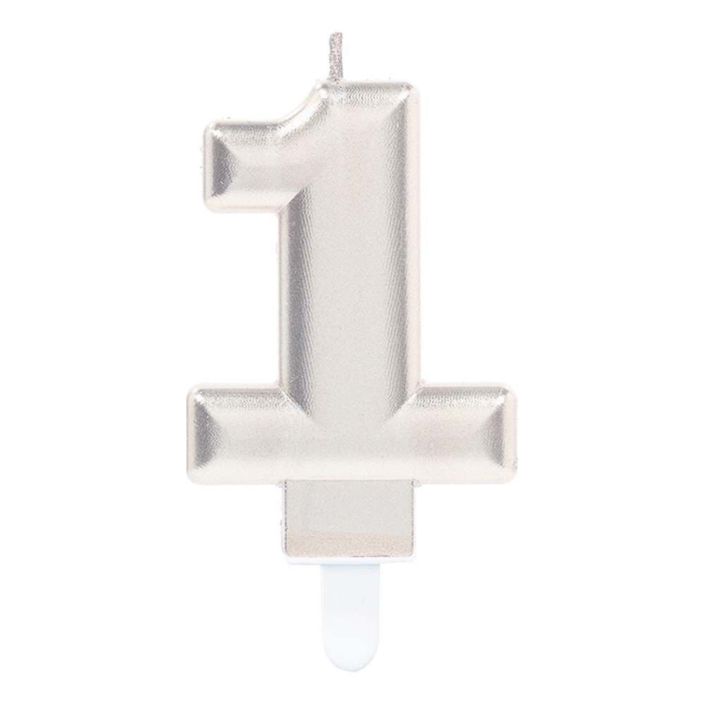 Tårtljus Siffra Silver Metallic