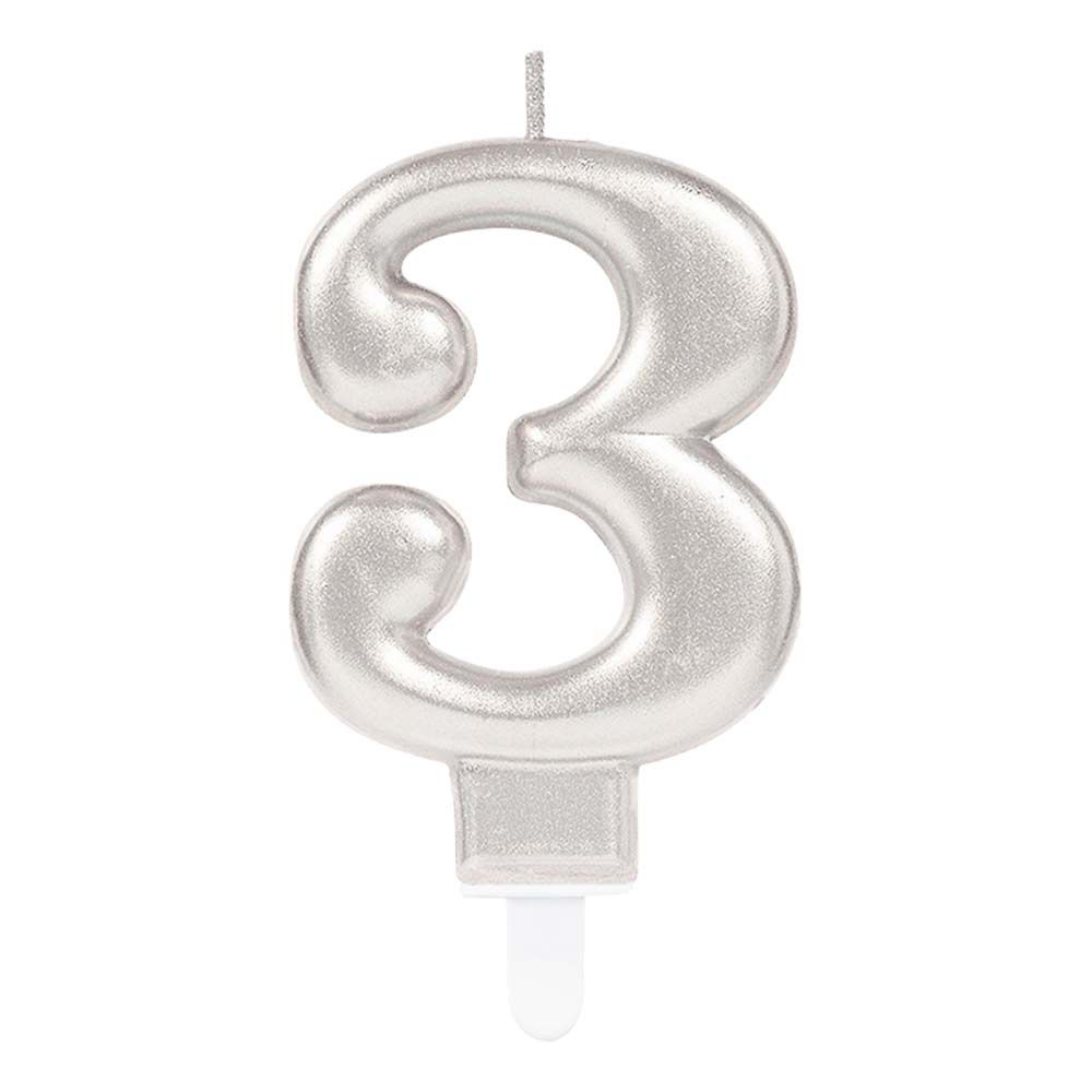 Tårtljus Siffra Silver Metallic