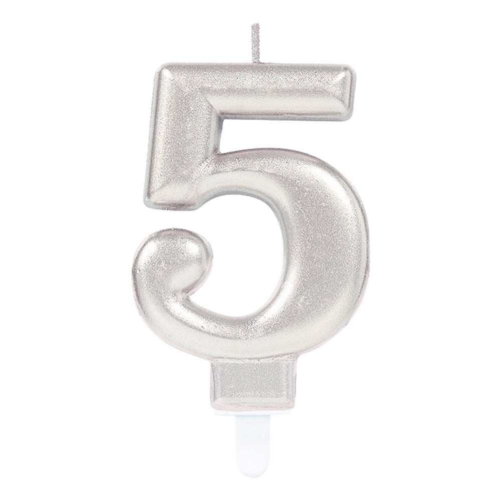 Tårtljus Siffra Silver Metallic
