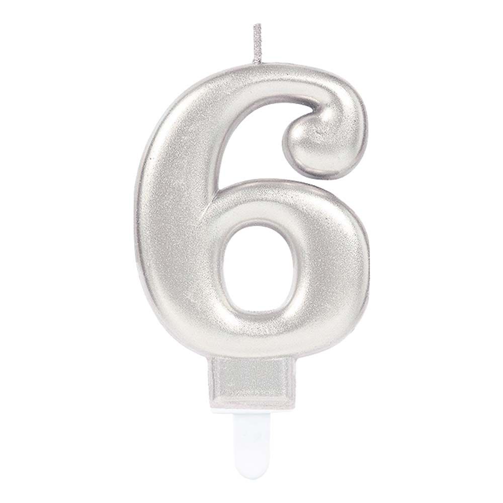 Tårtljus Siffra Silver Metallic