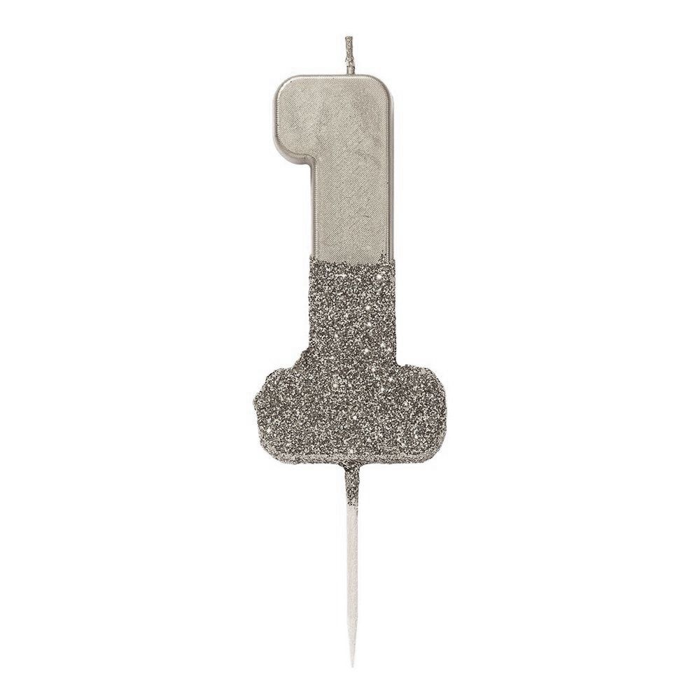 Lagkagelys Tal Sølv/Glitter