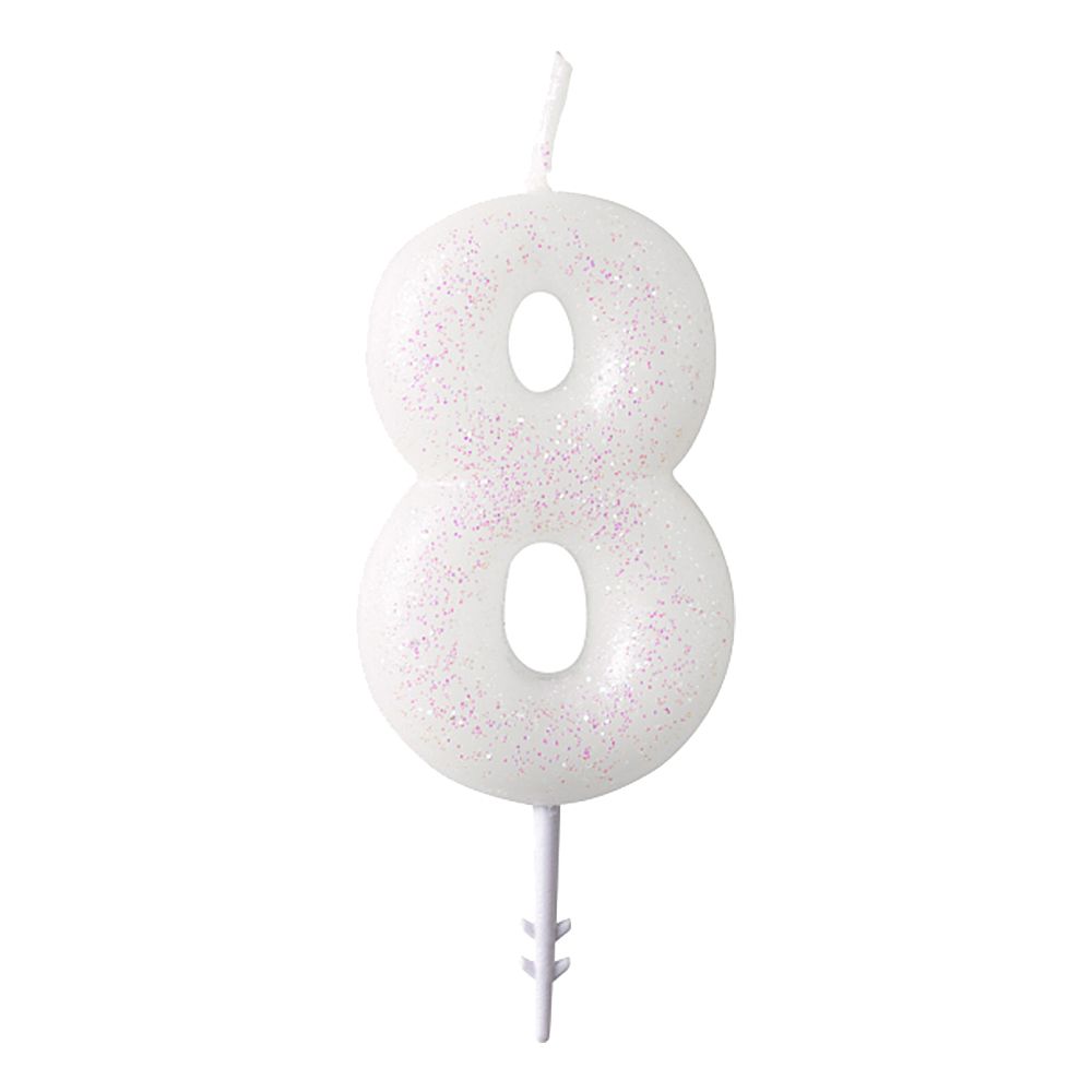 Kakelys Hvit Tall Rosa Glitter