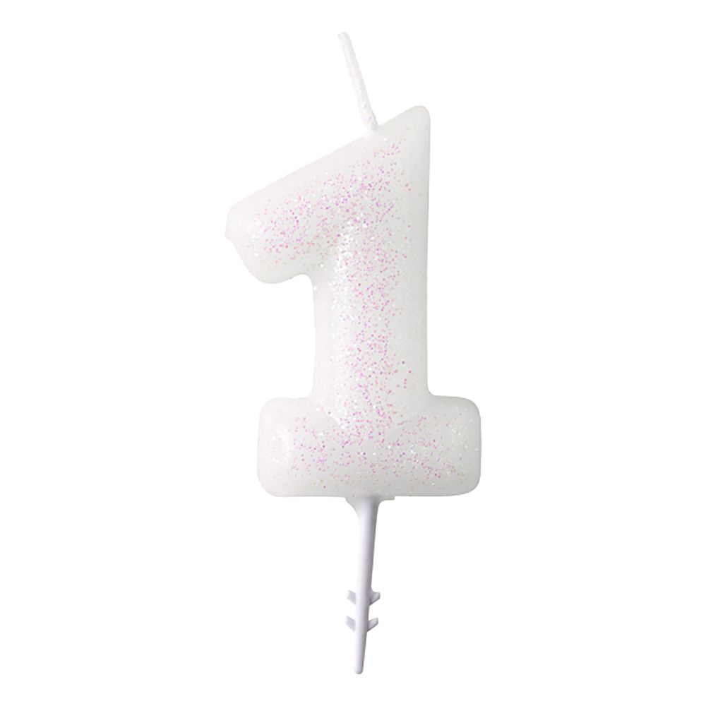 Kakelys Hvit Tall Rosa Glitter