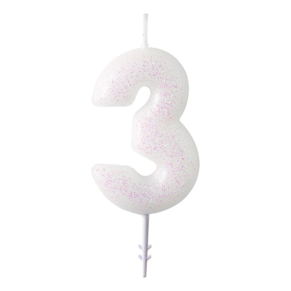 Kakelys Hvit Tall Rosa Glitter