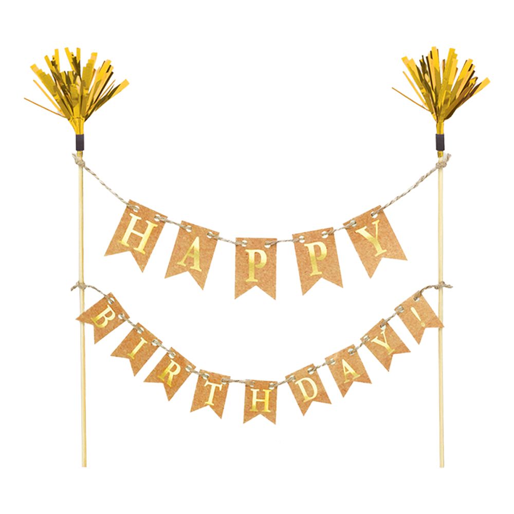 Kagevimpel Happy Birthday Guld