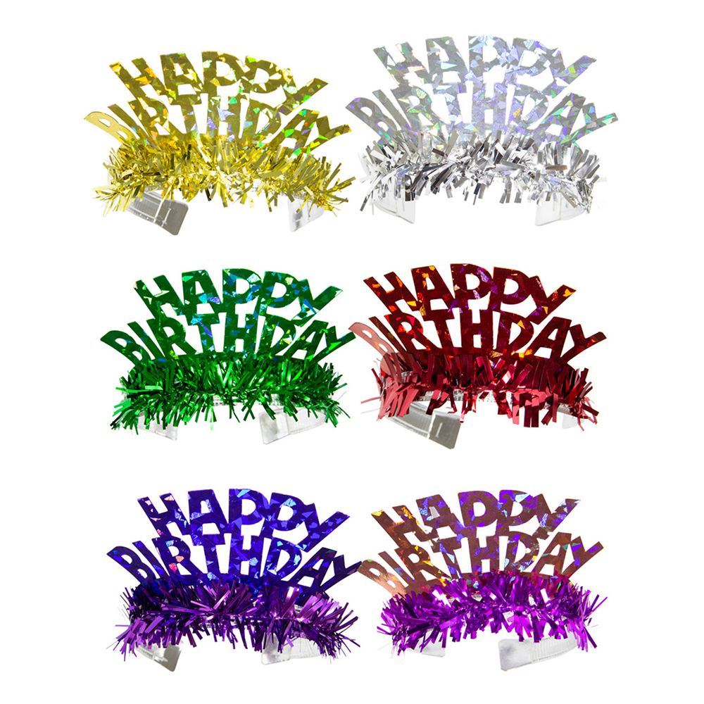 Tiara Happy Birthday Holografiske Flerfarvede