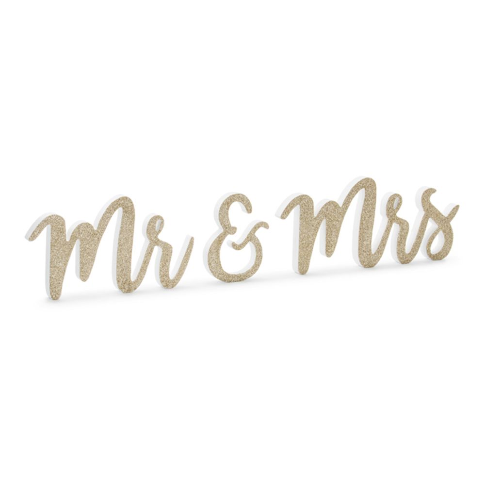 Puukirjaimet Mr & Mrs Kimalteleva