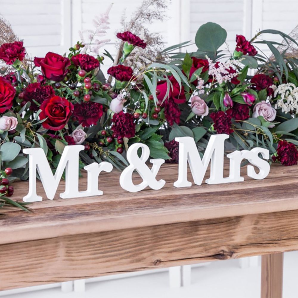 Hvite Trebokstaver Mr & Mrs