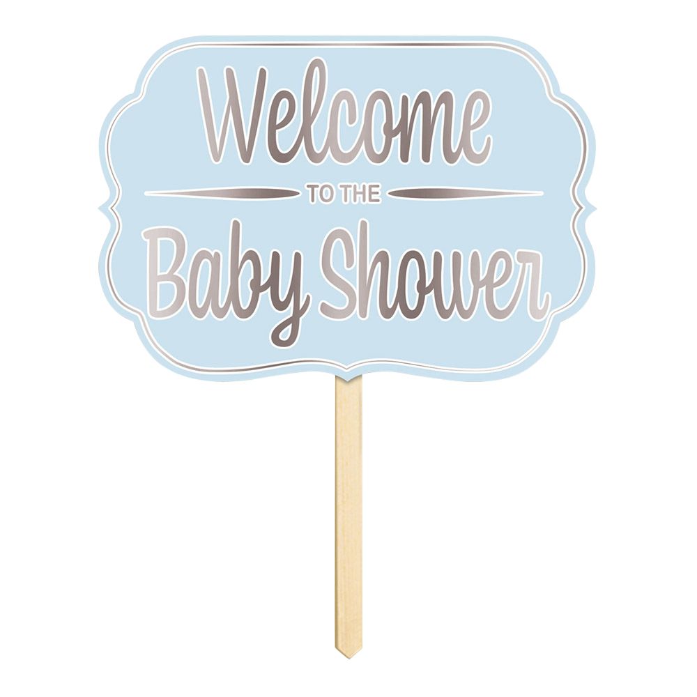 Trädgårdsskylt Welcome To The Babyshower Blå