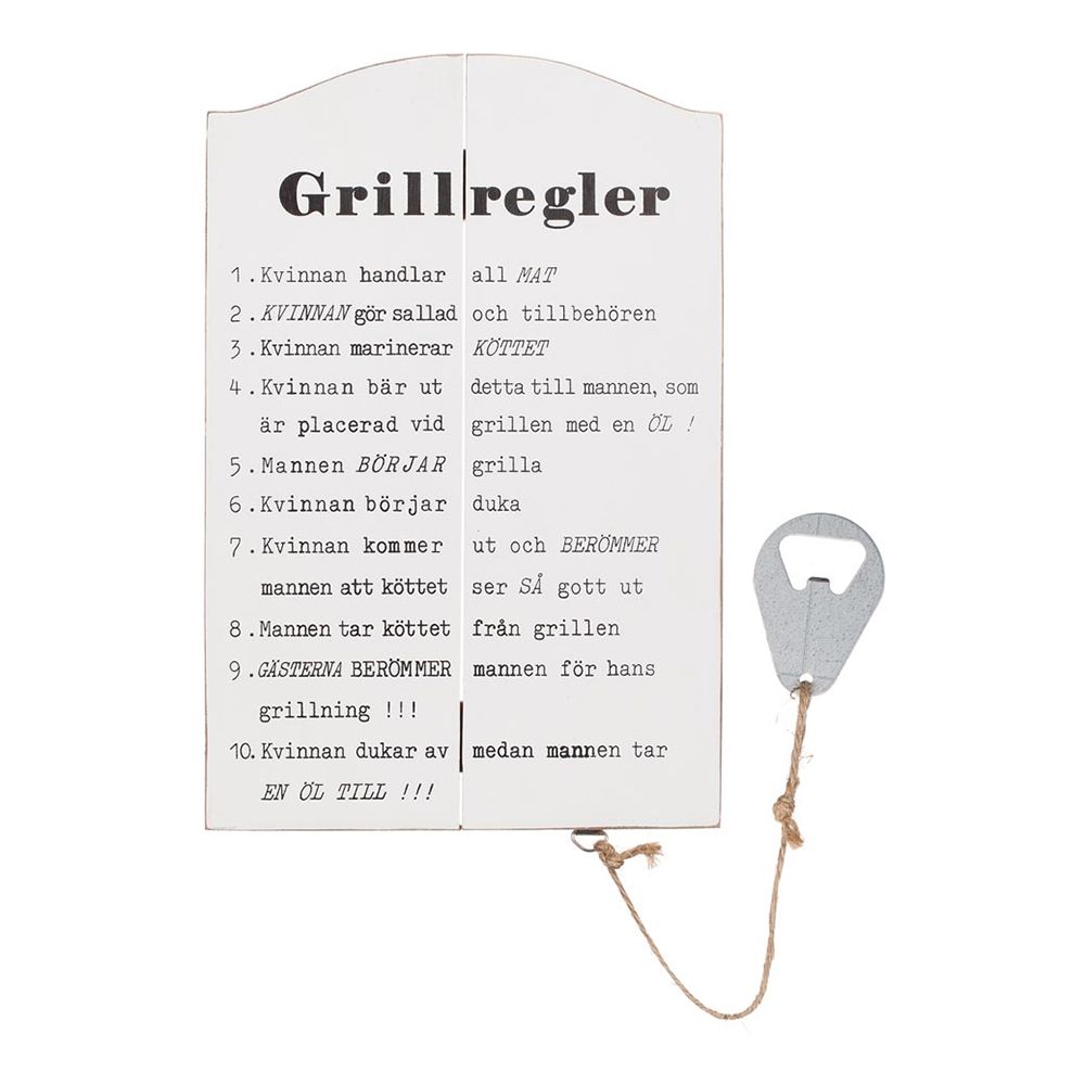 Träskylt Grillregler