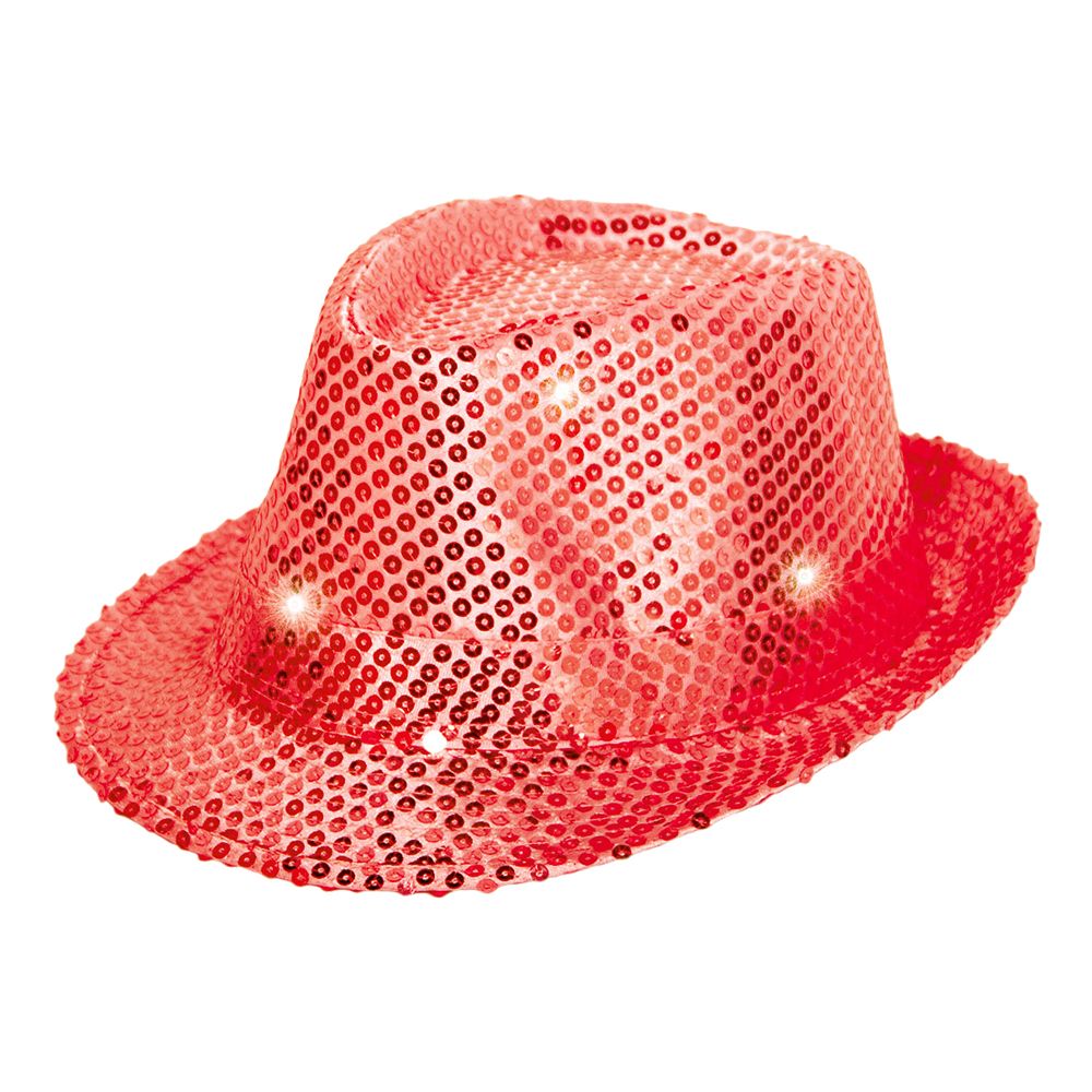 Trilby Paljetthatt Röd LED