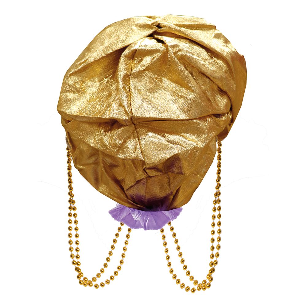 Turban Guld med Fjäder