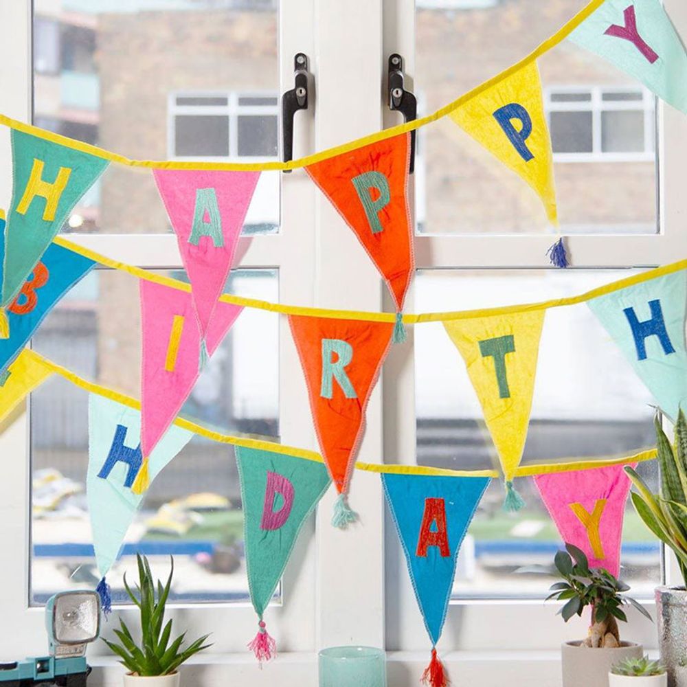 Stoffgirlander Rainbow Happy Birthday