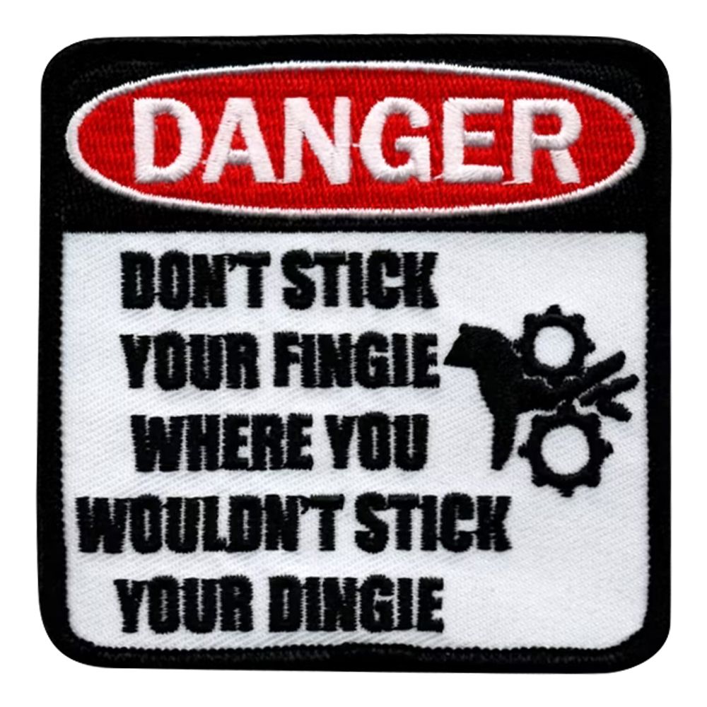 Tygmärke DANGER Dont Stick Your Finger