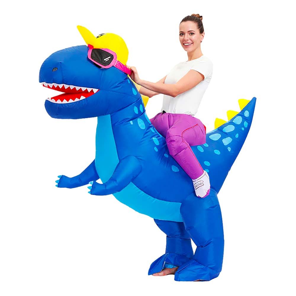Oppblåsbar Ridende Dinosaur Blå Kostyme