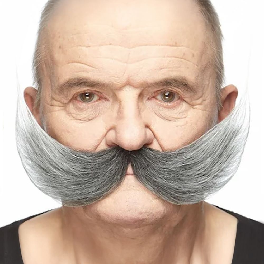Opfinder moustache sort/hvid