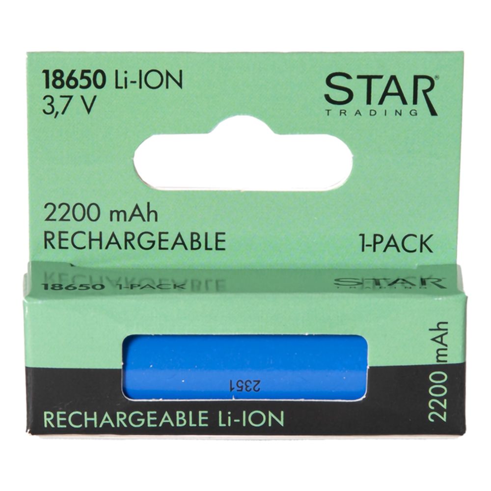 Uppladdningsbart 3,7V LI-ION Batteri 18650 2200 mAh