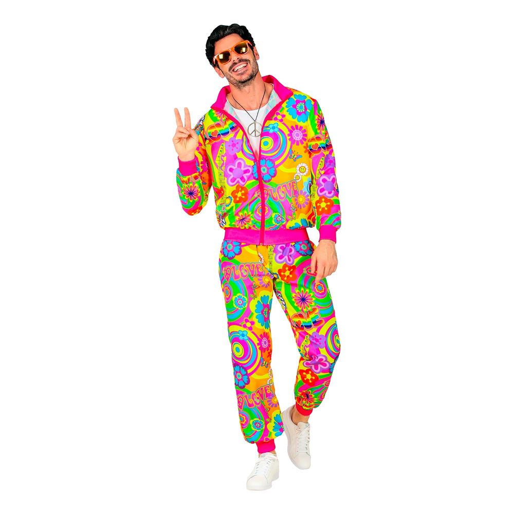 UV Neon Hippie Träningsoverall Maskeraddräkt