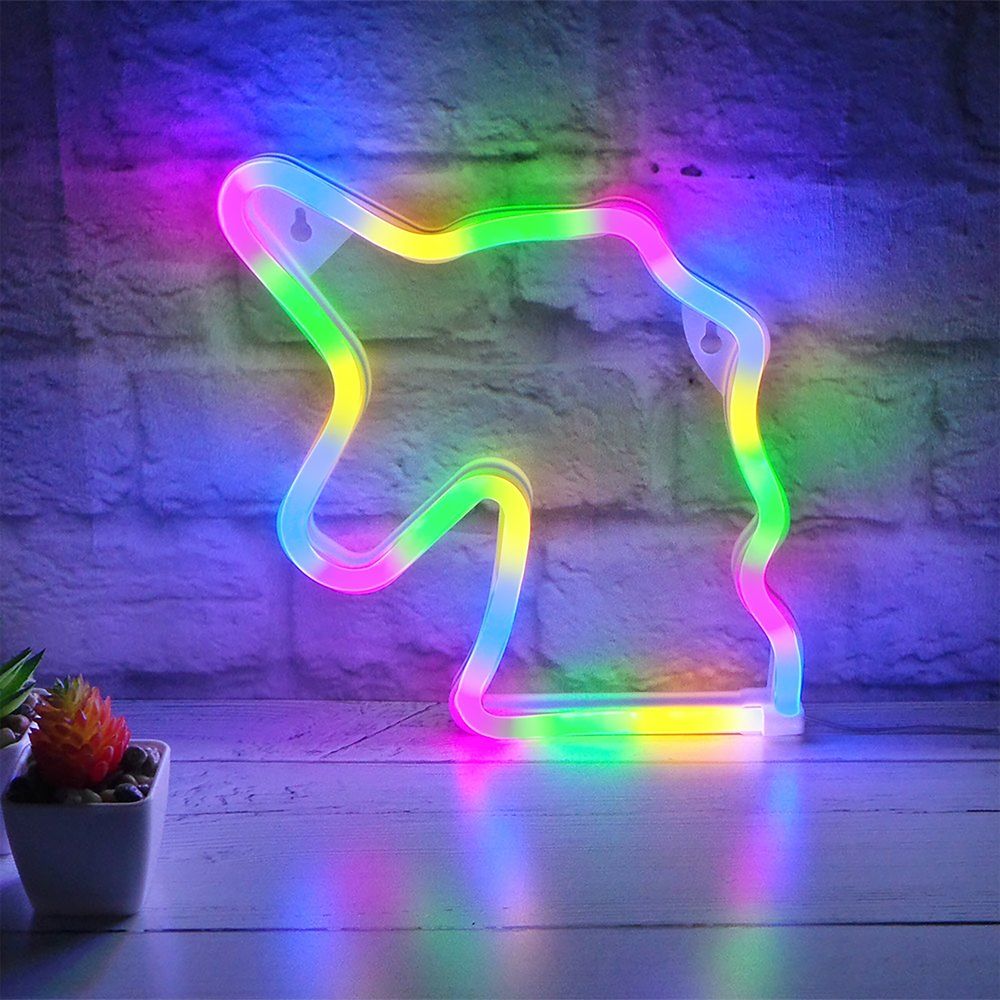 Neon Vägglampa Enhörning
