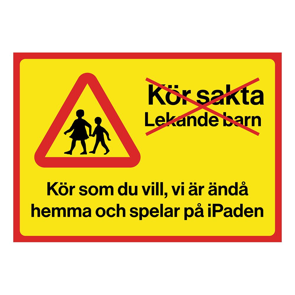 Advarselsskilt Kør Forsigtigt Legende Børn
