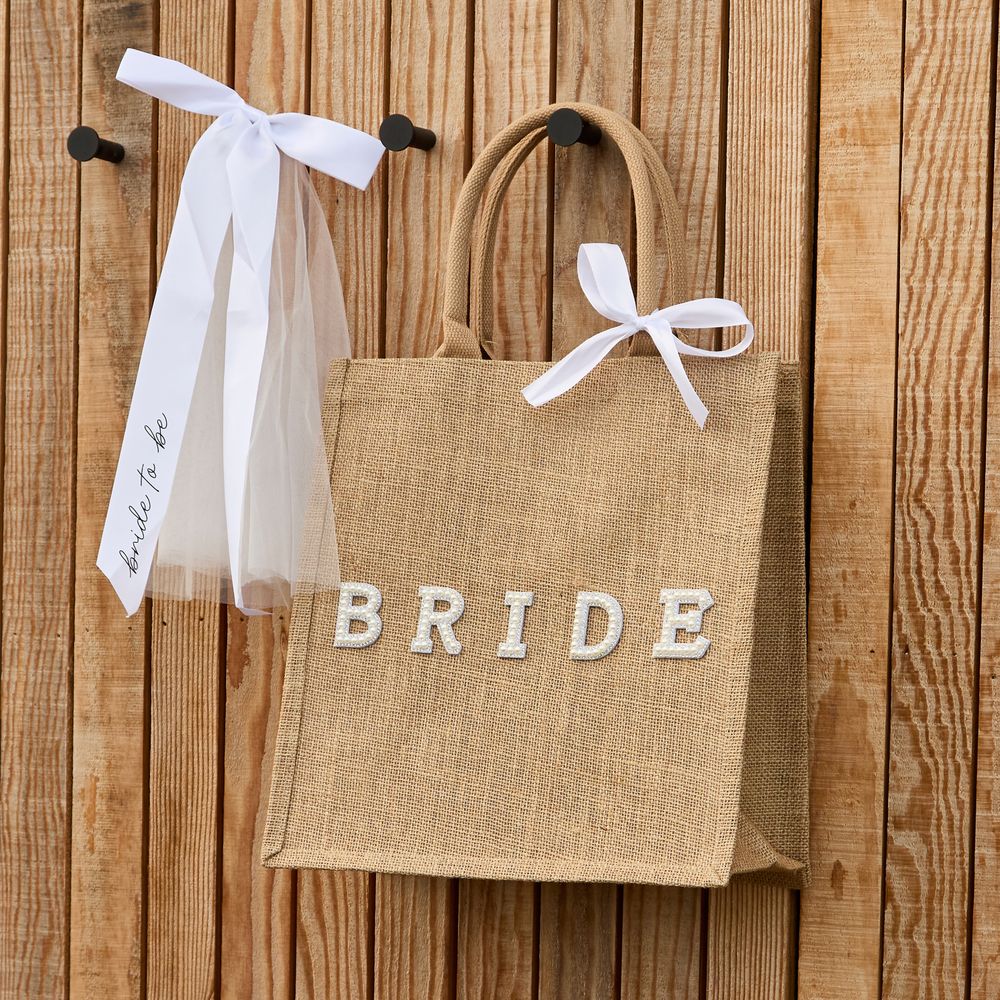 Väska i Jute Bride med Rosett