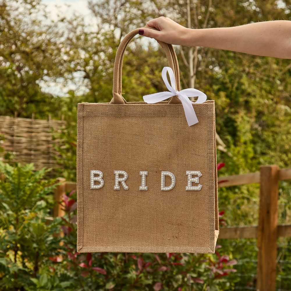 Väska i Jute Bride med Rosett