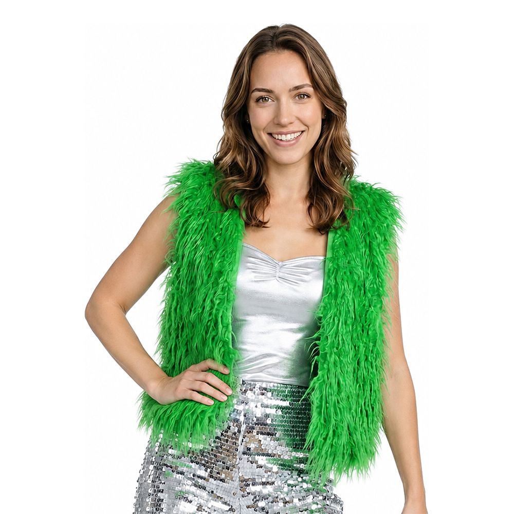 Vest i Fuskepels Neongrønn