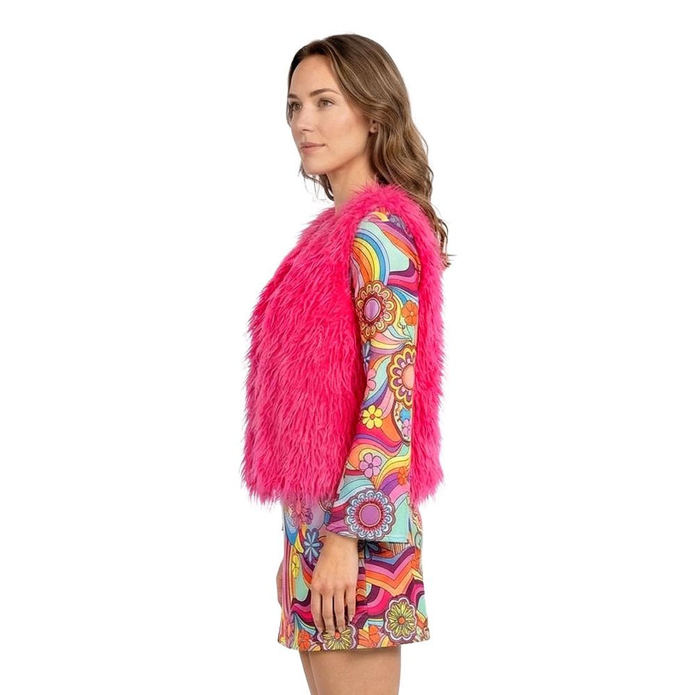 Vest i Fuskepels Neonrosa