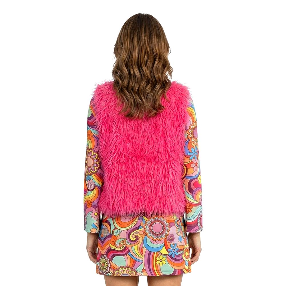 Vest i Fuskepels Neonrosa