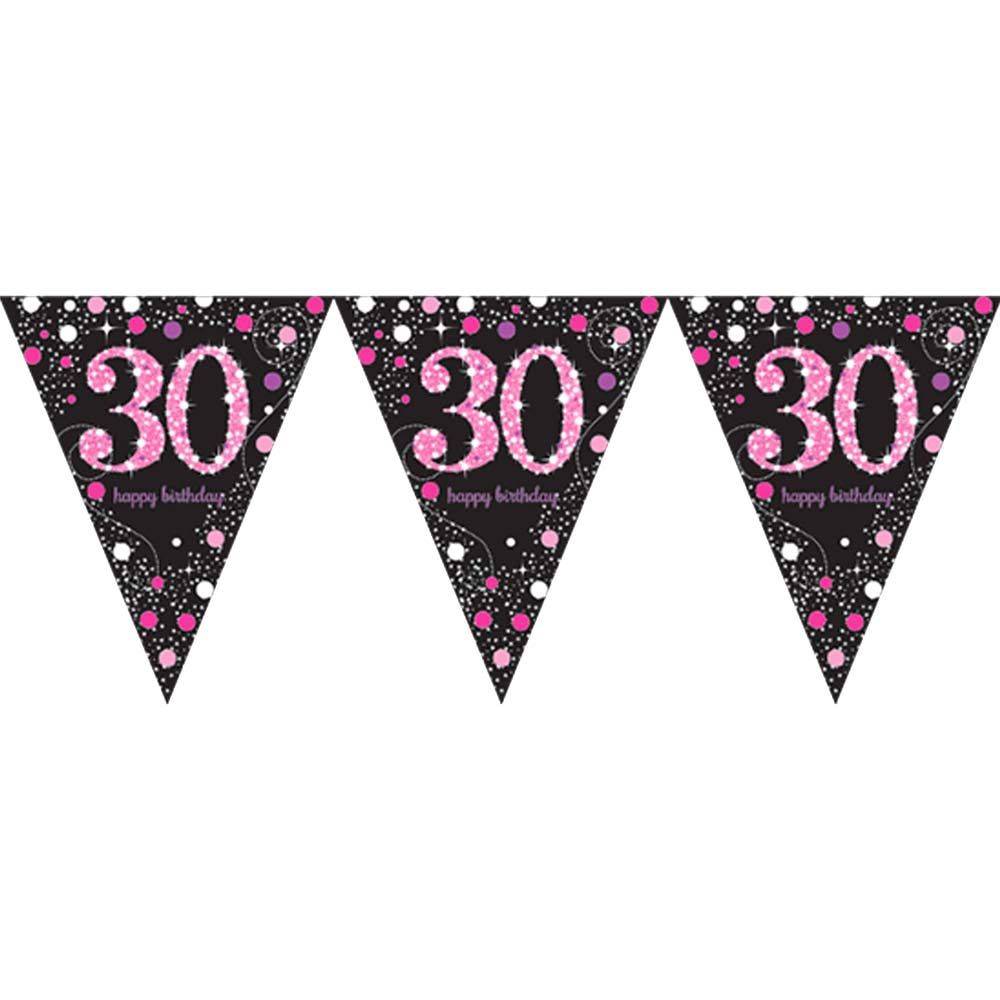 Vimpelgirlander 30 Svart/Rosa Glitter